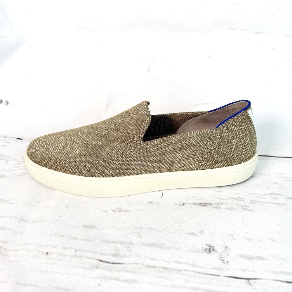 Rothy's The Original Slip On Sneaker Women's 8.5 Beige Shimmer Shoes NWOB